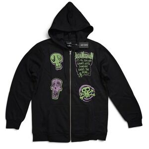 ParaNorman Glow in the Dark Zip Hoodie Zombie Skull Sweatshirt Sweater Mens Sz L